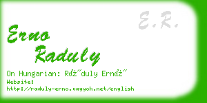 erno raduly business card